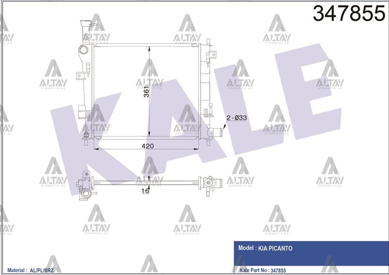 KIA Picanto Su Radyatörü 2011- Radyatör Su . OEM 25310-1Y000 KIA Picanto Su Radyatörü 2011- Radyatör Su . OEM 25310-1Y000